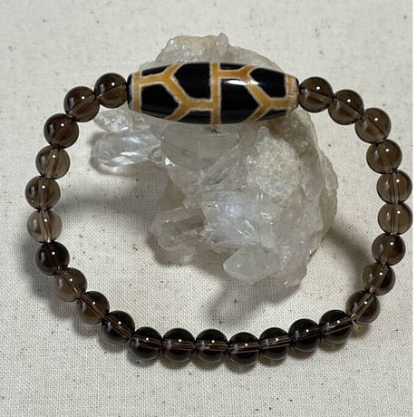 亀甲長寿天珠×スモーキークォーツ
