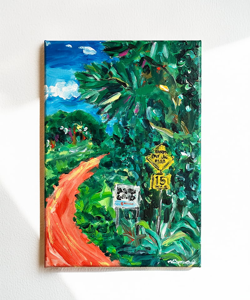 こ*様 風景画　アクリル絵画　お姉ちゃんと過ごす夏♡ A Hot Day / 標識のある風景 | Chisato Oda SHOP
