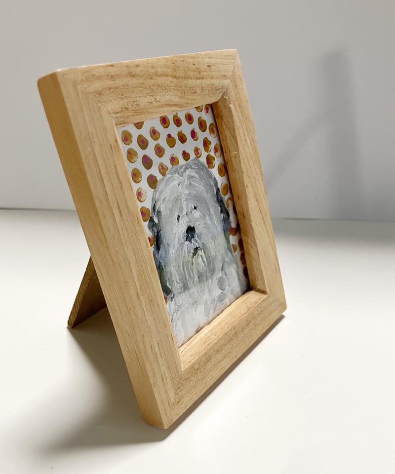 こちらを見るオールド・イングリッシュ・シープドッグ【小さな原画