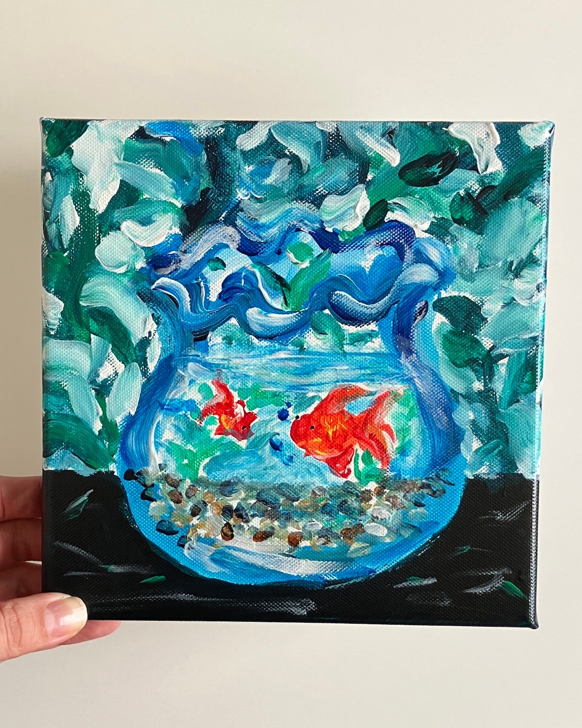 縦53cm × 横65cm-金魚 抽象画 アクリル原画 original