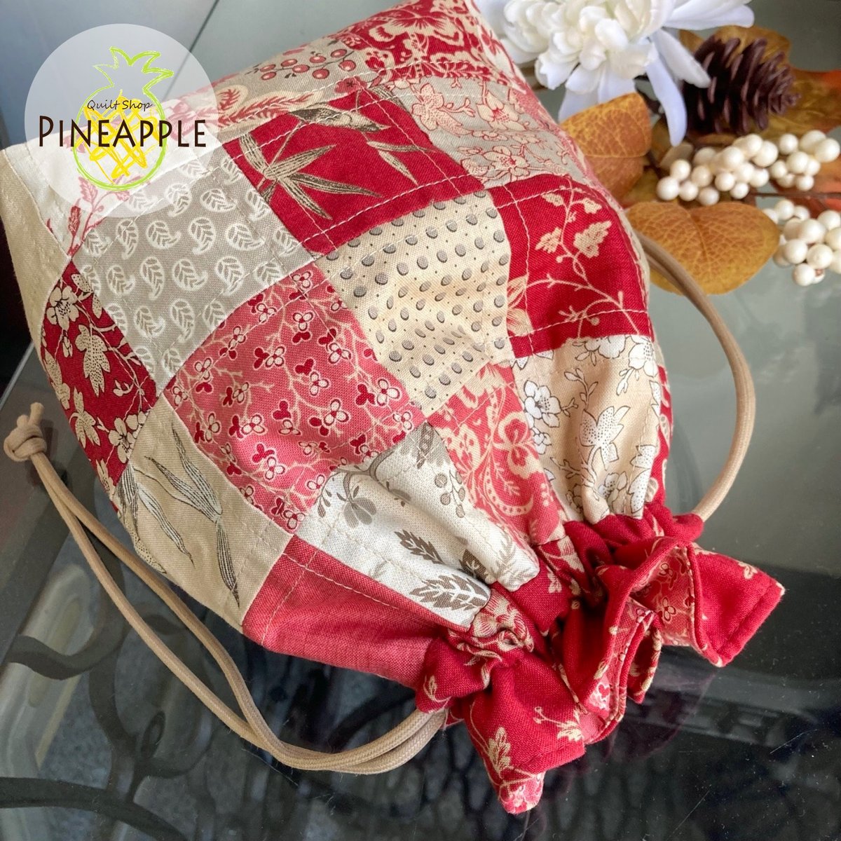 デッドストック！1942年 ルーマニア製 ハンドメイド キルト 巾着バッグ デッドストック！1942年 ルーマニア製 ハンドメイド キルト 巾着