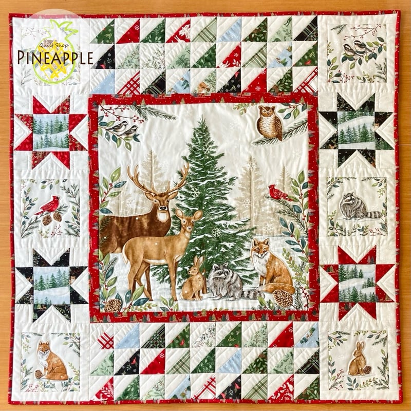 キルト製作キット - Woodland Winter パネル生地でつくる
