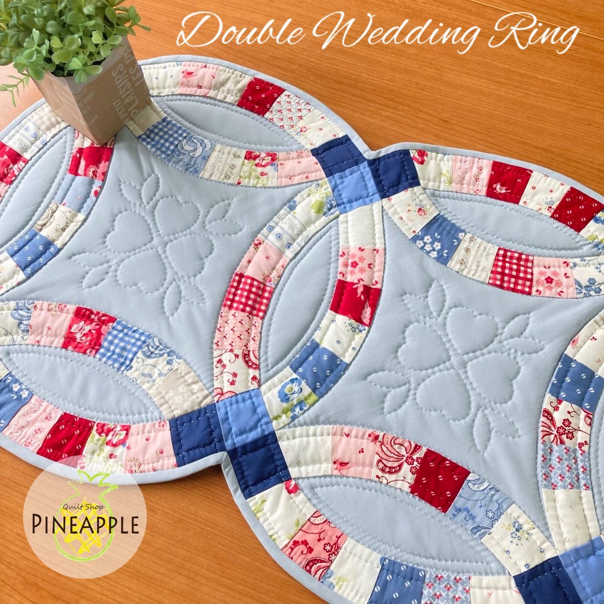 パッチワークキルト　タペストリー　ダブルウェディングリング パッチワークキルト タペストリー ダブルウェディングリング