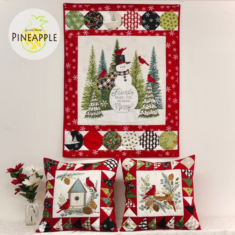 キルト制作キット】“Winter Friends” タペストリー＆クッションカバー2
