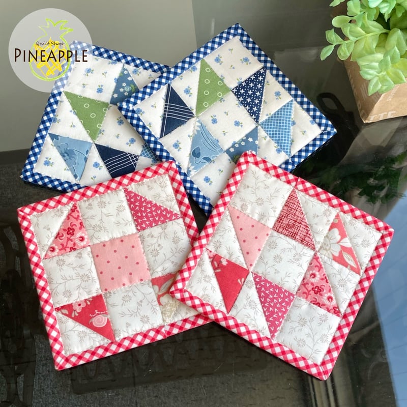 キルト制作キット - Double Xのコースター スプリングピンク2枚分