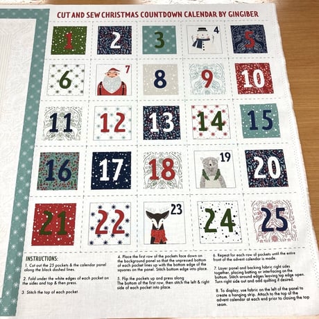 Cut and Sew Christmas Countdown Calendar by Gingiber パネル生地