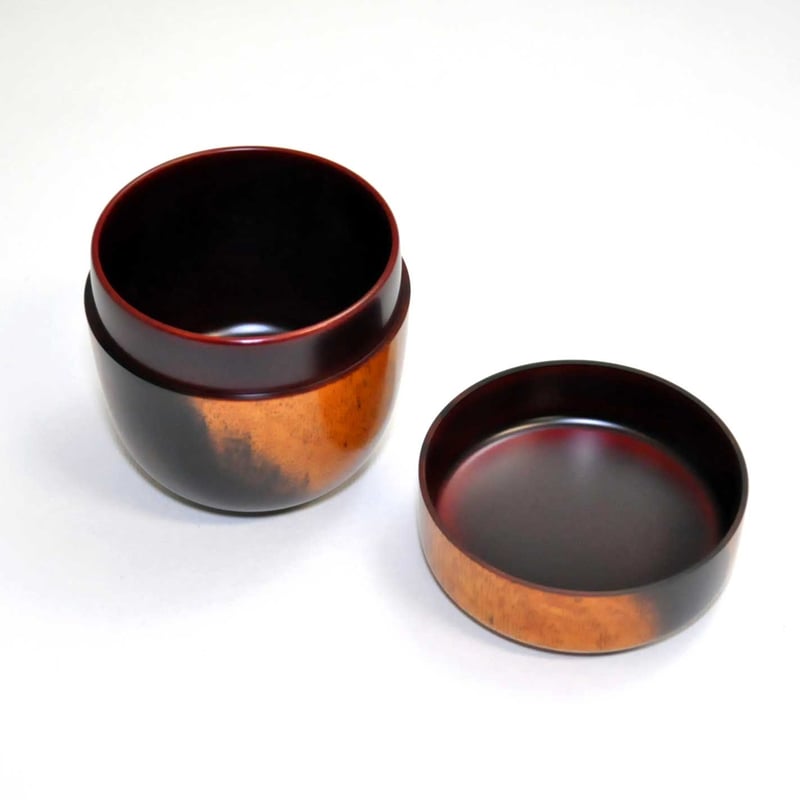 茶道具　小松一徳作　黒柿製　五角茶器　共箱　V　R6617 黒柿、木製 茶道具 蓋付き 茶器