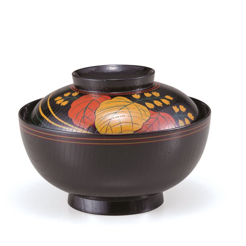欅4.5煮物椀 長寛5種絵 5客売 SR-0059 上質な欅を使用した高級 欅4.5煮物椀 長寛5種絵 5客売 SR-0059 上質な欅を使用した高級