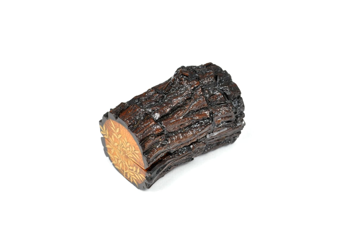 □山中漆器 嘉匠菴 中村 孝也作「蔦 横割香合 南天蒔絵」な-0103