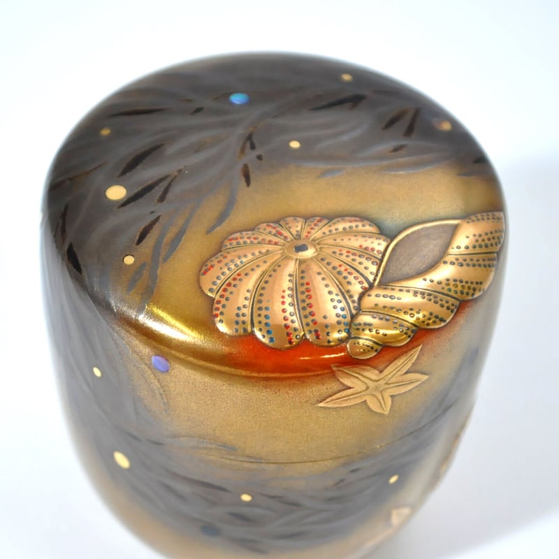 茶道具 大棗 朱金鶴蒔絵 迎舟作 茶道具 大棗 朱金鶴蒔絵 迎舟作