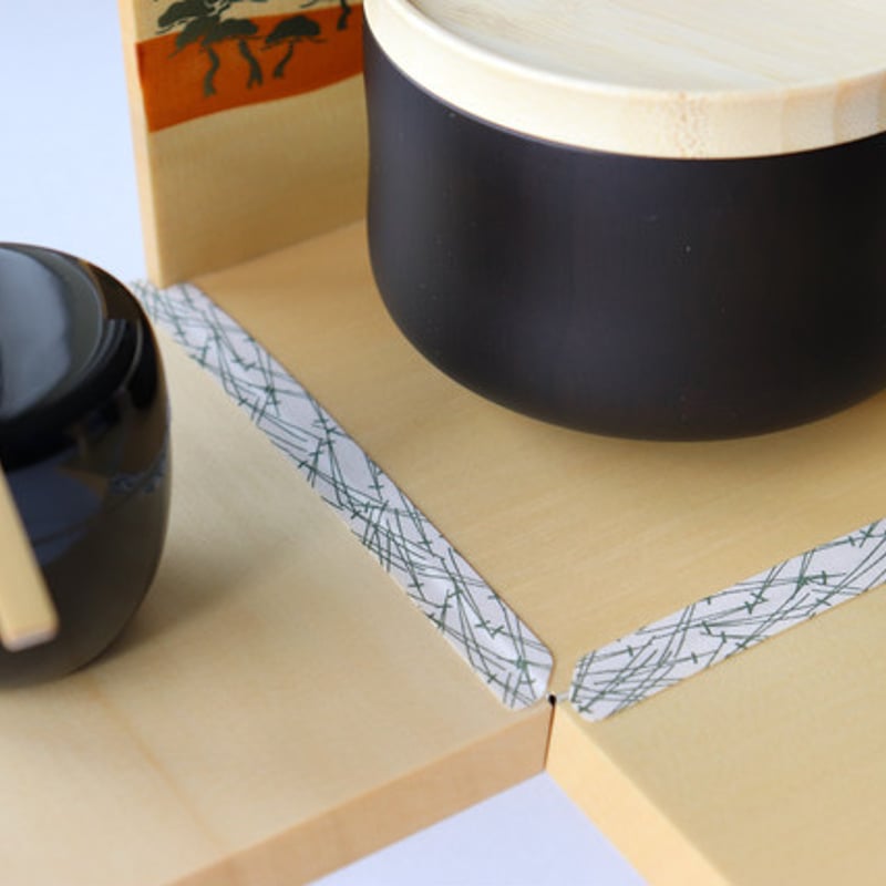 木製茶箱と茶器セット 茶道具＞お手前セット 喫茶箱 白木地(ナチュラル) / 松 SR-1165