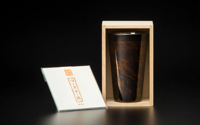 乾漆内堆漆菓子器 二点セット 未使用 新品同様 漆磨カップ 二重構造 白檀シリーズ ストレート 黒 SCW-L501 | 嘉匠菴 STORE