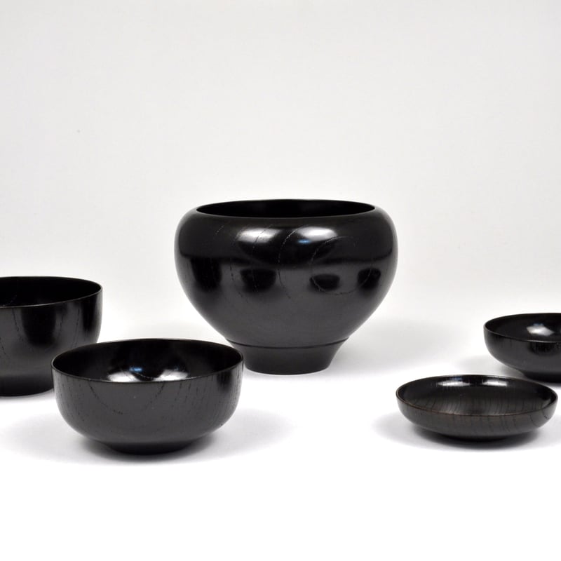 SH-0165 欅 応量器 福（5つ組） 黒摺 | 嘉匠菴 STORE