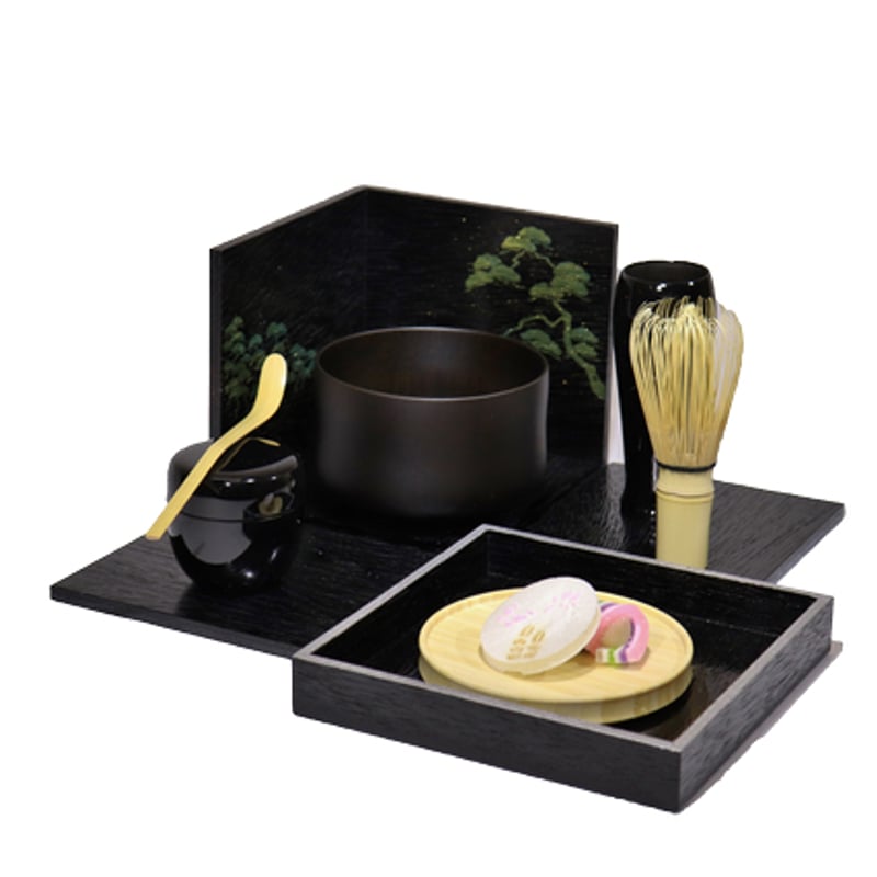 茶道具>お手前セット 喫茶箱 黒掻合(ブラック) / 松 SR-1166 茶道具>お手前セット 喫茶箱 黒掻合(ブラック) / 松 SR-1166