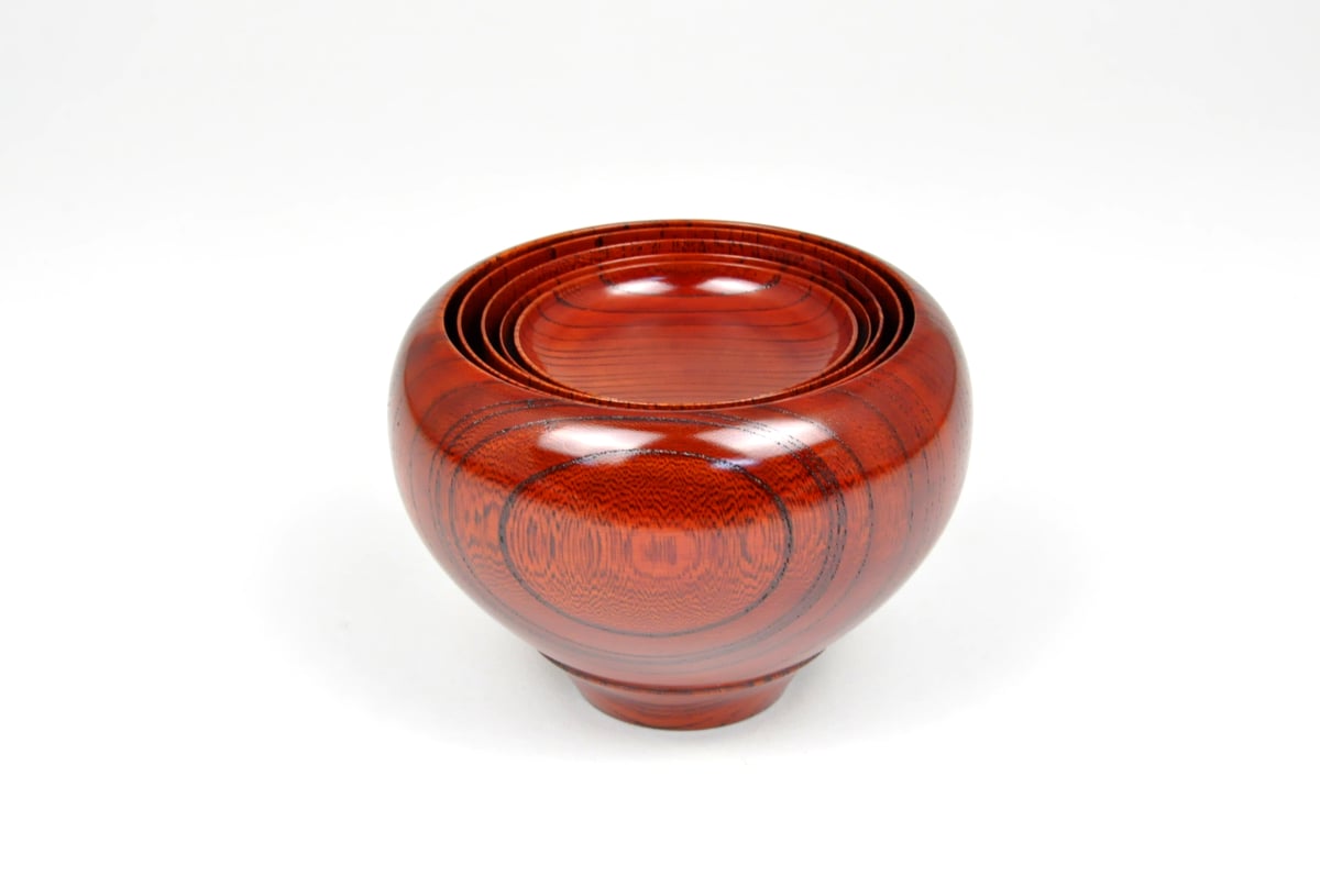 SH-0164 欅 応量器 福（5つ組） 赤摺 | 嘉匠菴 STORE