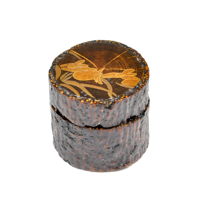 香合　茶道具　山中漆器　中村孝也作　新品　加賀蒔絵　高蒔絵　内金梨子地　日本製 香合 茶道具 山中漆器 中村孝也作 新品 加賀蒔絵 高蒔絵 内金梨子地