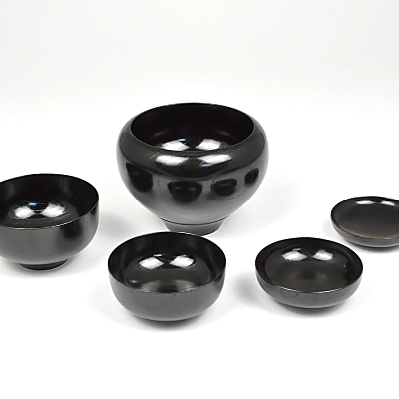 応量椀　黒摺り漆塗り5つ組椀　美品 楽天市場】応量器 5つ組（応量椀/入れ子椀）漆塗りお椀セット (入子の
