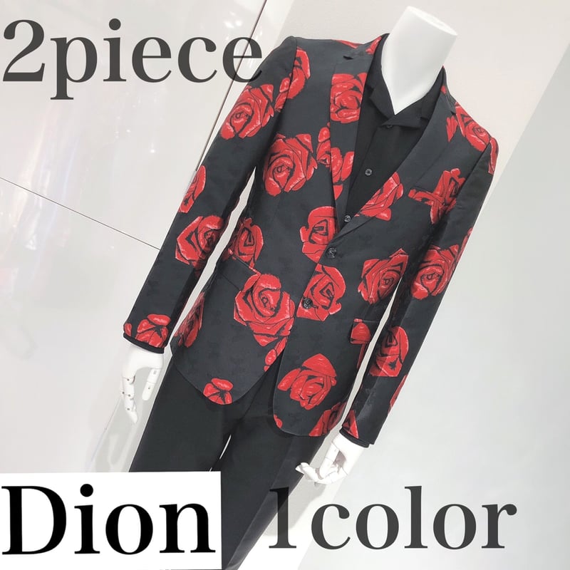 極美品Addendaアデンダセットアップスーツ花柄薔薇レッド