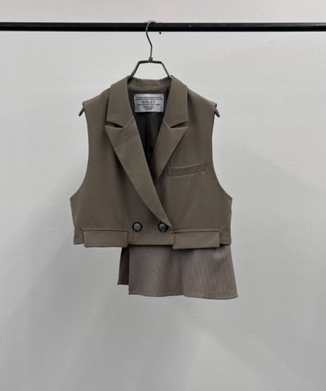 【R2503ｰLCG868】 Long tulle tailored collar gilet (1740973)