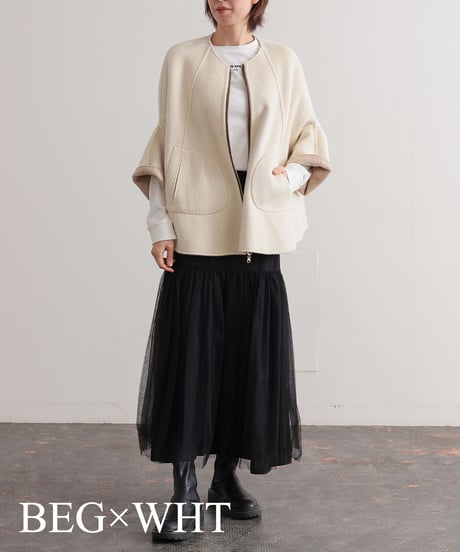 【R2403-RPC683】Reversible poncho coat（1680038)