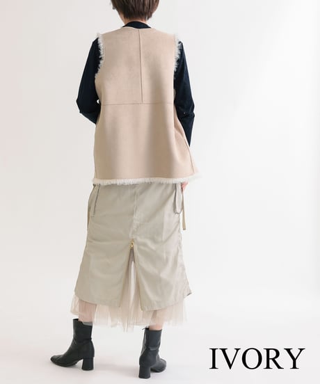 【R2403-TFV570】Tibetan  lamb style eco fur reversible vest (1680034)