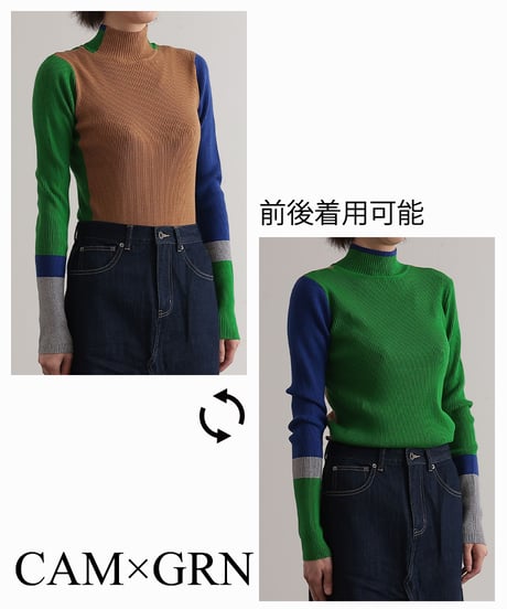 【R2403-BHN730】Bicolor high neck knit (1740836)