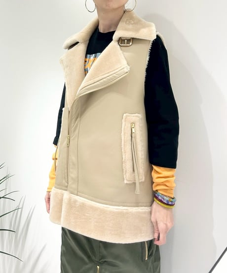 【R2503-BFV857】　Bomber fur vest（1680053）