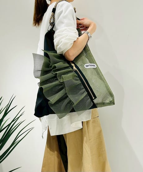【R2501-TMF31】Triangle mesh bag with frills　(1740888)