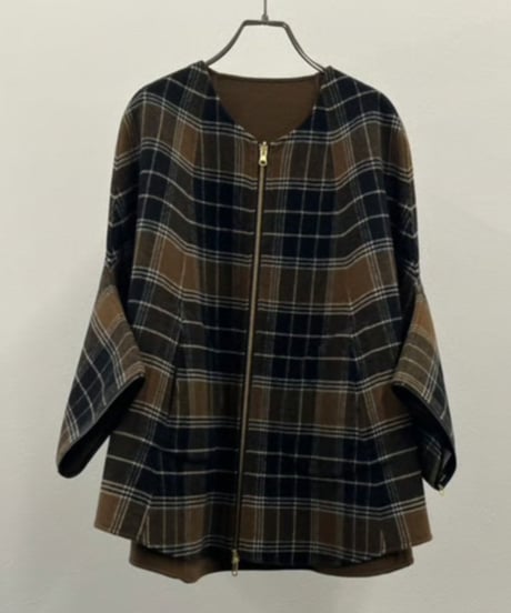 【R2503-RPO826】 Reversible wool poncho coat（1680046）