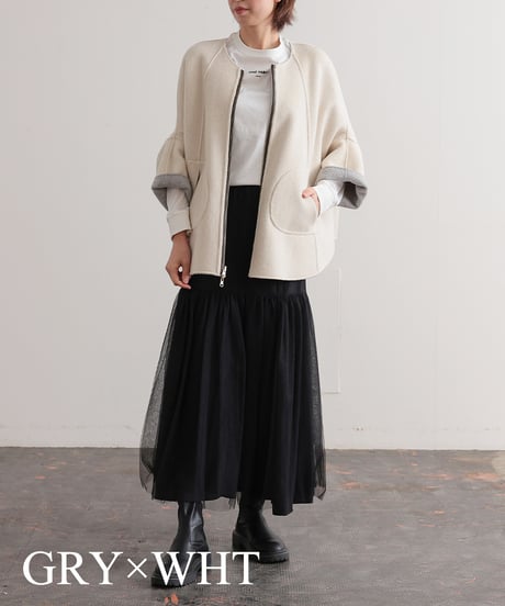 【R2403-RPC683】Reversible poncho coat（1680038)