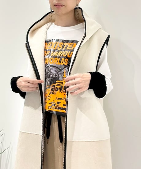 【R2503-RBP829】 Bicolor boa vest（1680052）