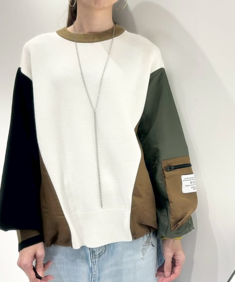 【R2503-DNT876】 Docking Pocket Sleeve Knit（1741007）
