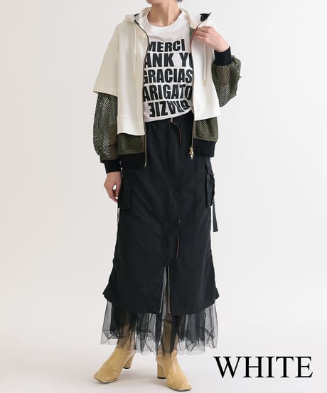 【R2403-DPK678】Layered hoodie (1740802)