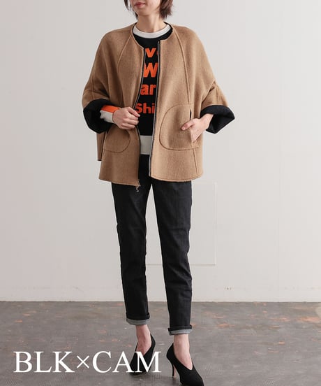 【R2403-RPC683】Reversible poncho coat（1680038)