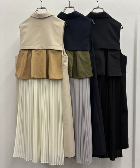 【R2501ｰBTG786】Back pleated tailored collar gilet (1740891)