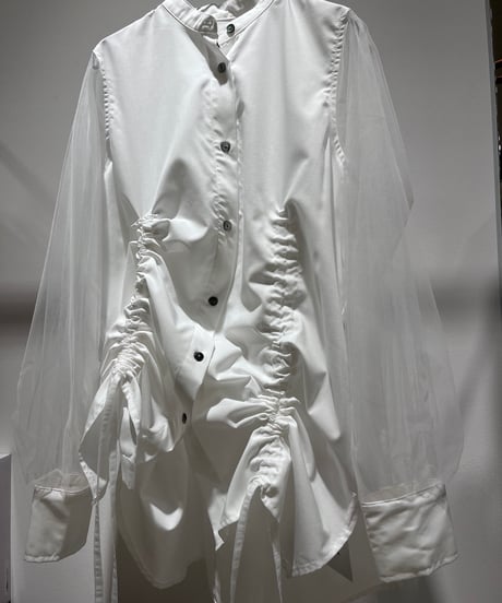 【R2501-MBL797】Shirt with tulle sleeves (1740923)
