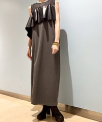 【R2503-FOP917】 Faux leather frill dress（1741020）