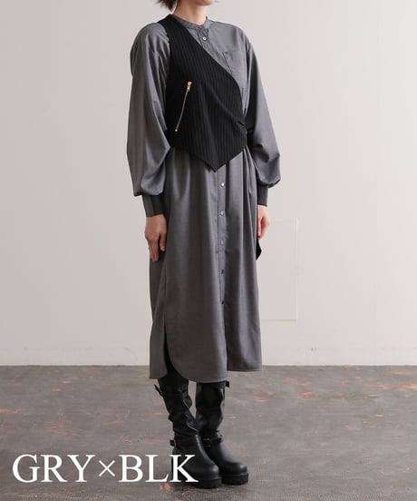 【R2403-VOP741】Dress with vest (1740848)