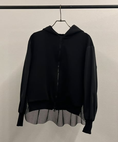 【R2501-BFP747】Back mesh ruffles hoodie (1740880)