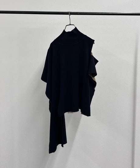 【R2503-BNP928】 Bicolor knit poncho (1741040)