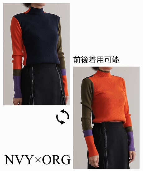 【R2403-BHN730】Bicolor high neck knit (1740836)