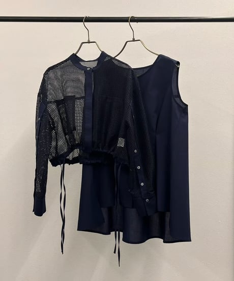 【R2501-EBL791】Mesh ensemble blouse (1740904)