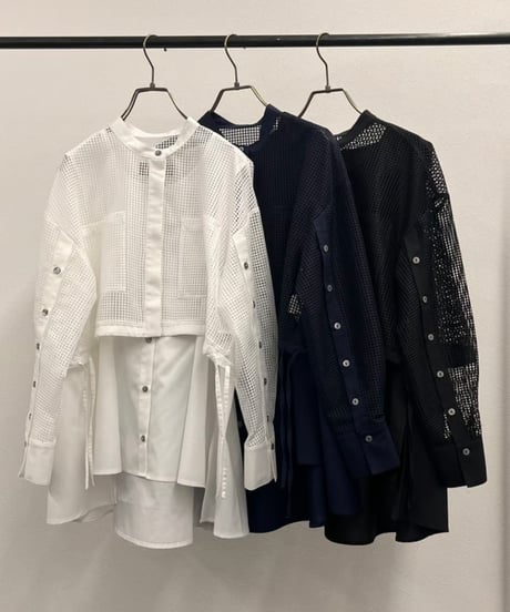 【R2501-EBL791】Mesh ensemble blouse (1740904)