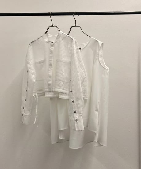 【R2501-EBL791】Mesh ensemble blouse (1740904)