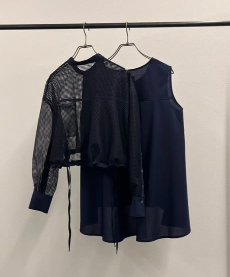 【R2501-EBL791】Mesh ensemble blouse (1740904)