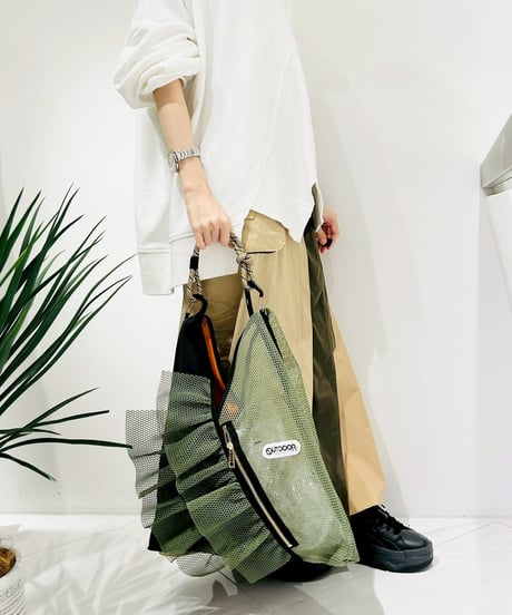 【R2501-TMF31】Triangle mesh bag with frills　(1740888)