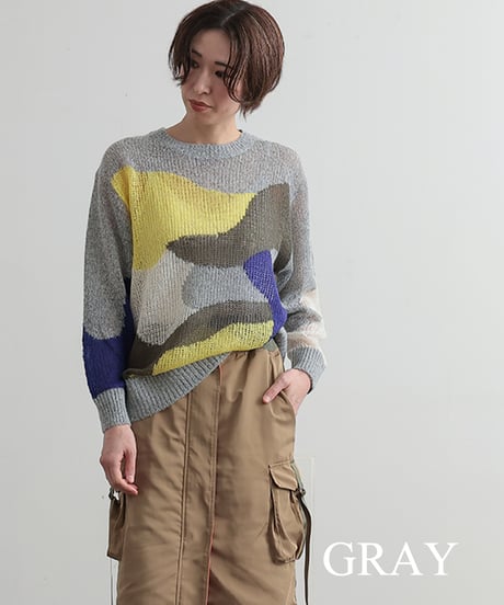 【R2403-CNT677】Intarsia knit (1740815)