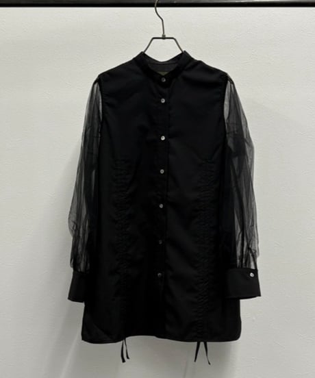 【R2501-MBL797】Shirt with tulle sleeves (1740923)