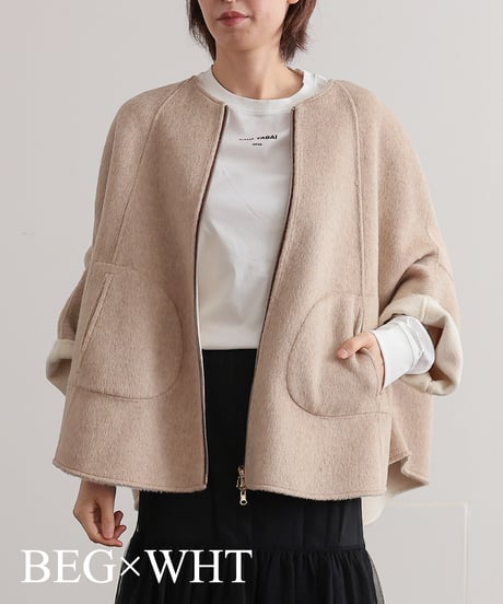 【R2403-RPC683】Reversible poncho coat（1680038)