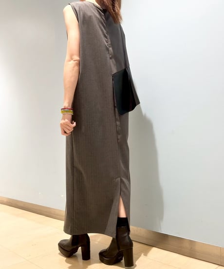 【R2503-FOP917】 Faux leather frill dress（1741020）